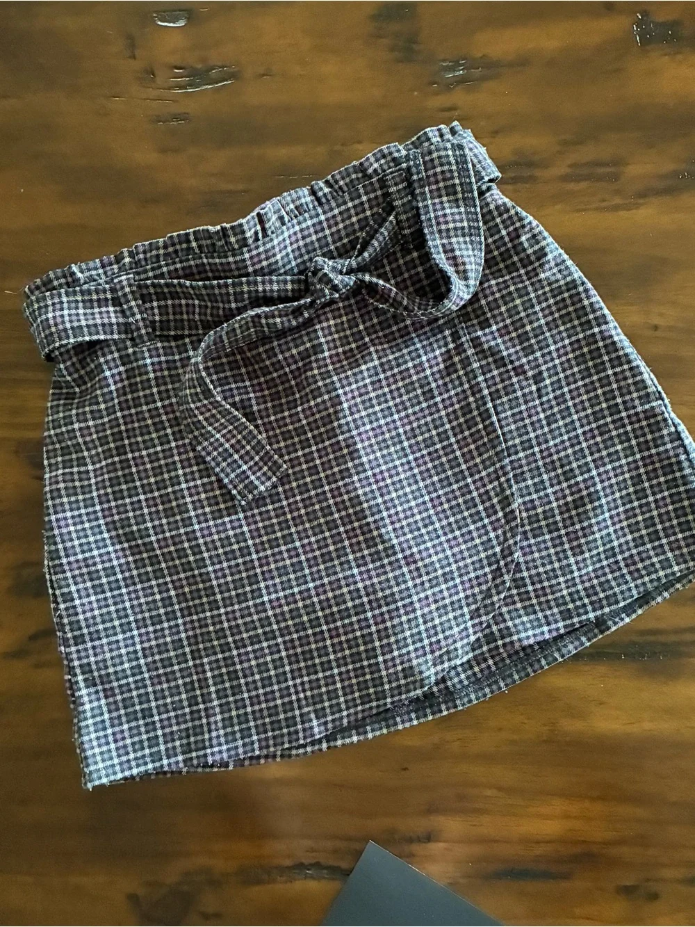 abercrombie kids Navy Plaid Tie-Waist Mini Skirt with two mix and match tops